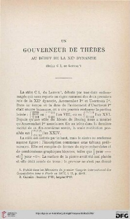Un gouverneur de Thèbes au début de la XIIe dynastie (Stéle C 1, du Louvre)