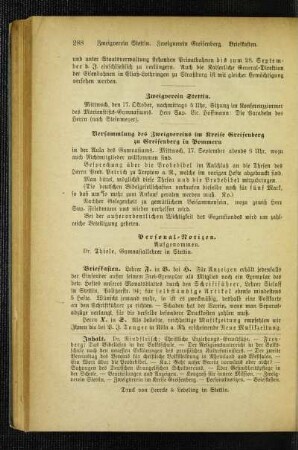 Versammlung des Zweigvereins im Kreise Greifenberg zu Greifenberg in Pommern
