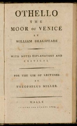 Othello The Moor Of Venice : With Notes Explanatory And Critical