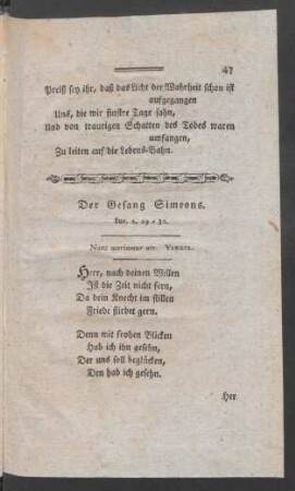 Der Gesang Simeons. Luc. 2, 29 - 32.