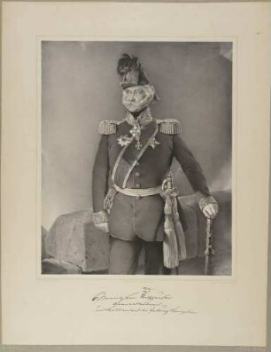 Bildnis Rockhausen, Moritz Ferdinand Gustav von, sächsischer Generalleutnant und Kommandant der Festung Königstein, Dreiviertelfigur in Uniform