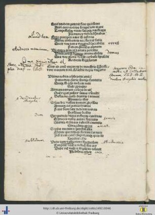 Eius ad cetum ungarorum de monstris que precesserant mortem divi Mathie regis ungarie mit handschriftlichen Eintragungen