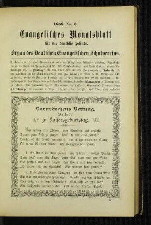 Dornröschens Rettung : Ballade zu Kaisersgeburtstag