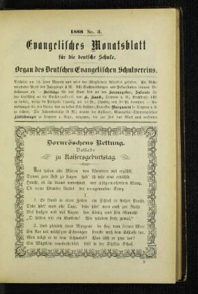 Dornröschens Rettung : Ballade zu Kaisersgeburtstag