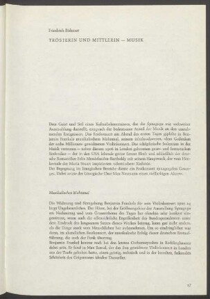 Trösterin und Mittlerin - Musik