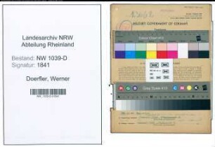 Entnazifizierung Werner Doerfler , geb. 03.02.1914 (Revisionsingenieur)