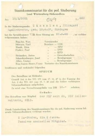 Gänsslen, Hildegard