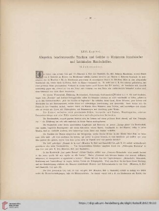 XXVI. Kapitel. Allegorien, beachtenswerthe Trachten und Geräthe in Miniaturen französischer und lateinischer Handschriften