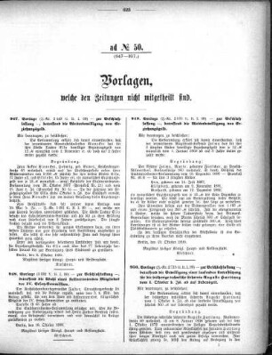Anlage: ad No.50 (947-957.), Vorlagen, welche den Zeitungen nicht mitgeteilt sind