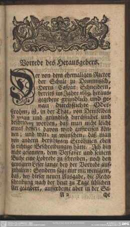 Vorrede des Herausgebers