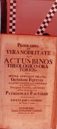Progr[amma] de vera nobilitate