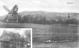 Sohland a. Rotstein. Ortsansicht mit Windmühle, Postkarte