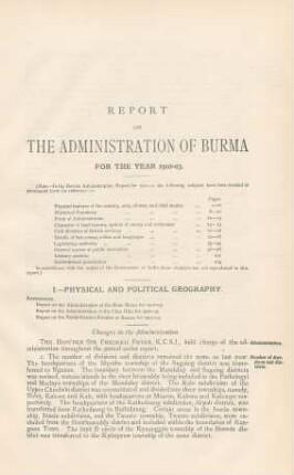 [Departmental chapters] Report on the administration of Burma for the year 1902-1903