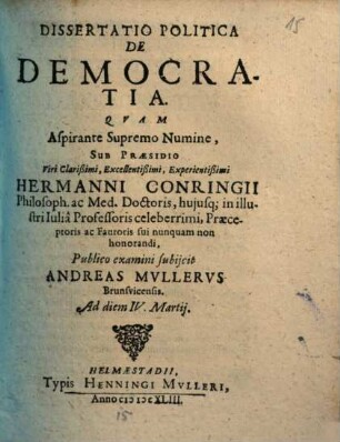 Diss. polit. de democratia