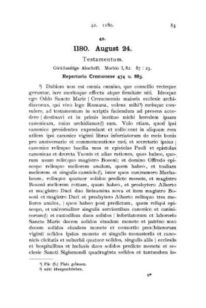 42. 1180. August 24. Testamentum.
