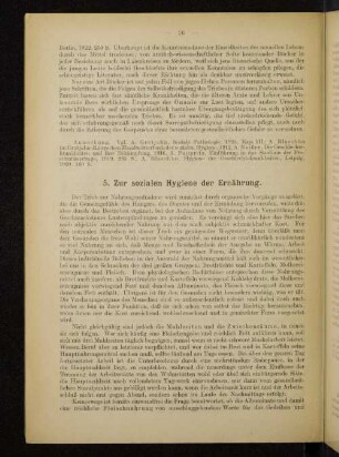 5. Zur sozialen Hygiene der Ernährung.