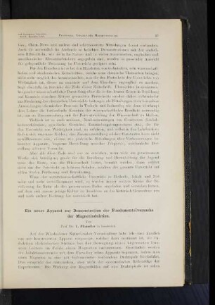 Ein neue Apparat zur Demonstration der Fundamentalversuche der Magnetinduktion.