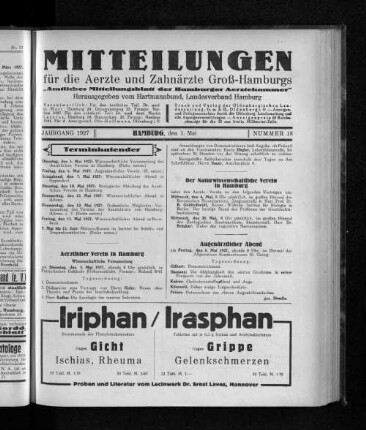 Jahrgang 1927, Hamburg, den 1. Mai, Nummer 18