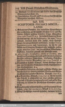 Sect. XIII. Scriptores Prussici Miscellanei
