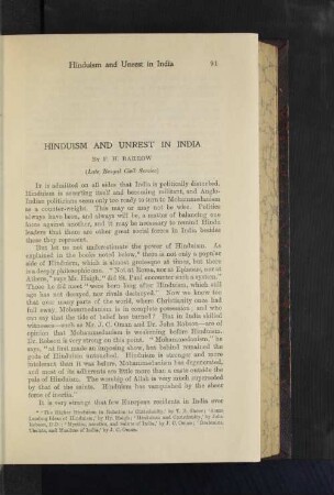 Hinduism and Unrest in India