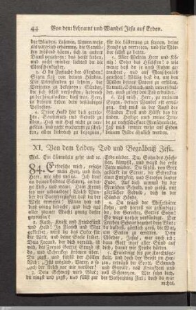 XI. Von dem Leiden, Tod und Begräbniß Jesu.