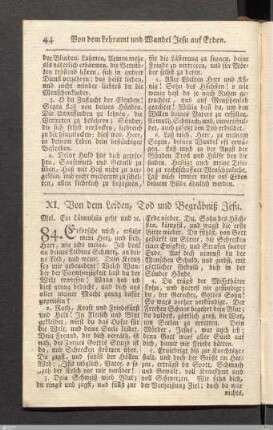 XI. Von dem Leiden, Tod und Begräbniß Jesu.