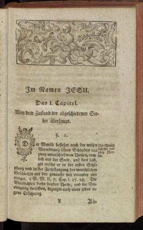 Das I. Capitel. Von dem Zustand der abgeschiedenen Seelen überhaupt.