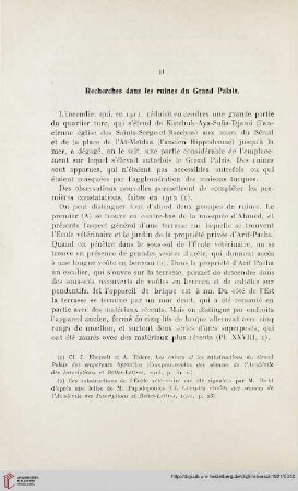II: Recherches dans les ruines du Grand Palais