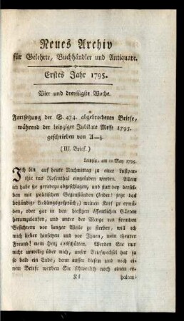Vier und dreyssigste Woche