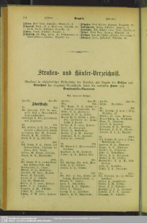 Häuserbuch : Straßen- und Häuser-Verzeichniß