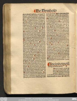 Incipit expositio sup[er] symbolu[m] ap[o]lo[storum].