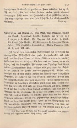 317-321 [Rezension] Bougaud, Louis V., Die Kirche Jesu Christi