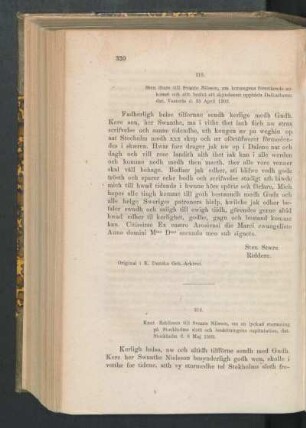 215. [Sten Sture till Svante Nilsson, om konungens förstående ankomst och sitt beslut att skyndsamt uppbåda Dalkarlarne, dat. Vesterås d. 25 April 1502.]