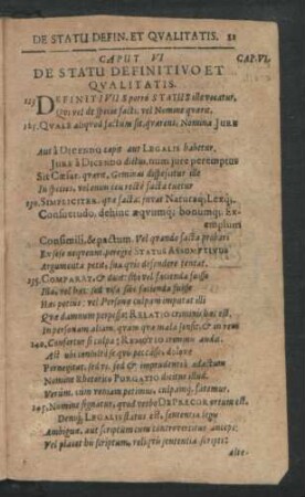 Caput VI. De Statu Definitivo Et Qualitatis.