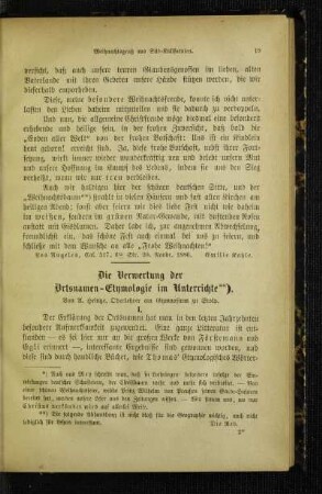 ¬Die¬ Verwertung der Ortsnamen-Etymologie im Unterrichte