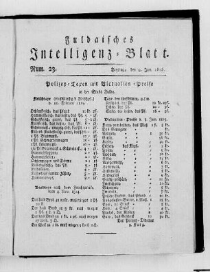 Num. 23, Ausgabe vom 9. Jun. 1815