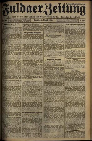 Ausgabe vom Samstag, den 02. August 1930.