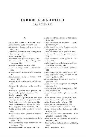 Indice alfabetico del Volume II