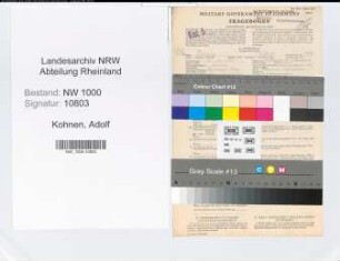 Entnazifizierung Adolf Kohnen, geb. 04.10.1885 (Verw.Angest.)