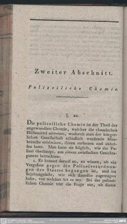 Zweiter Abschnitt. Polizeiliche Chemie