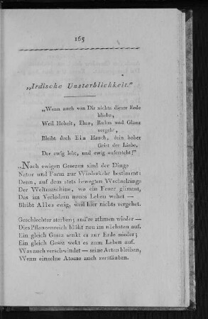 ''Irdische Unsterblichkeit."