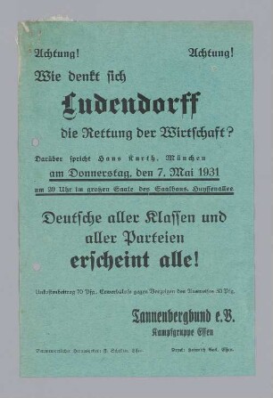 "Wie denkt sich Ludendorff die Rettung der Wirtschaft?"