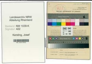 Entnazifizierung Josef Kersting , geb. 29.08.1897 (Wachmann)