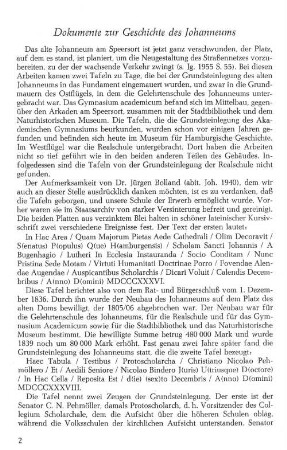 Dokumente zur Geschichte des Johanneums