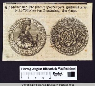 Ein schöner und sehr seltener Doppelthaler Kurfürst Friederich Wilhelms von Brandenburg, ohne Jarzahl