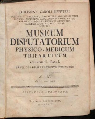 2,1: Praesides Dissertationvm Designans