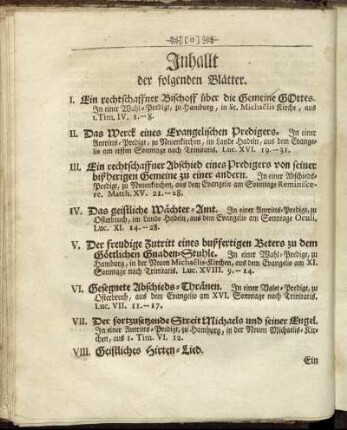 Inhallt der folgenden Blätter