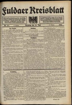 Ausgabe vom Dienstag, den 10. Juni 1913.