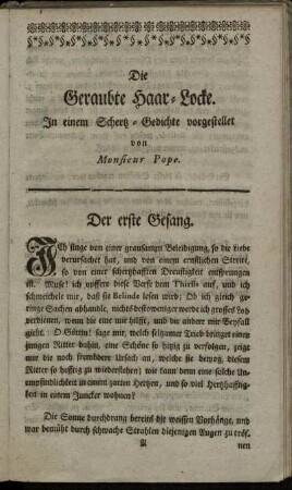 Die geraubte Haar- Locke.