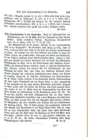 469 [Rezension] Pell, Georg, Jesu Opferhandlung in der Eucharistie